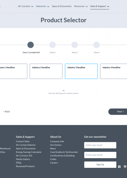 Unit Selector wireframe